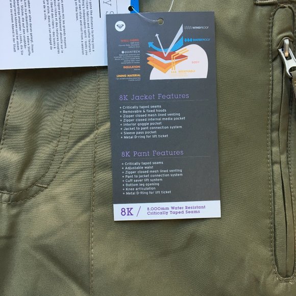 Roxy Snowboard Army Green SnowPants size Small - Picture 9 of 9